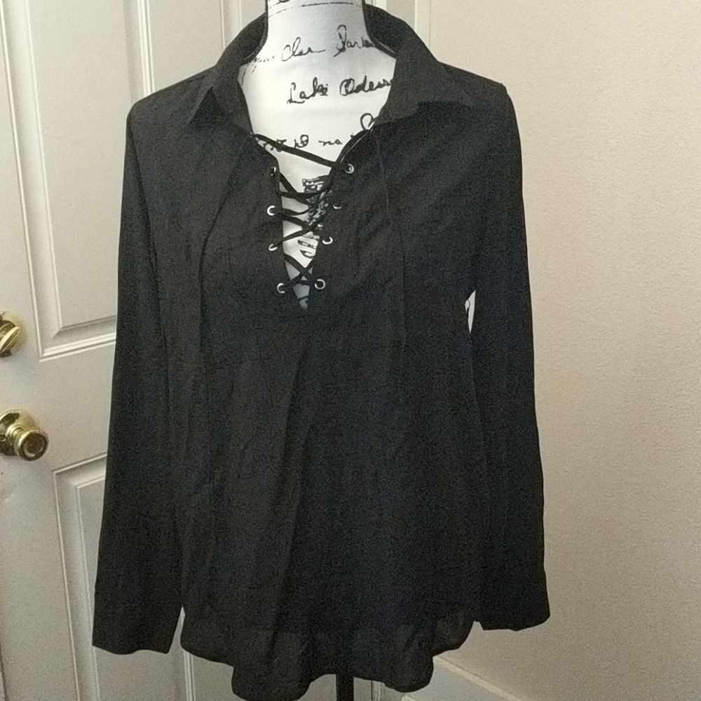 Lace up.. Plunge.. Button Up Top